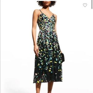 BNWT Dress the Population Uma Sequin Colorblock Midi Dress-Seafoam Multi